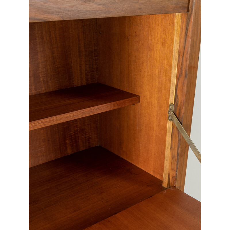 Vintage walnut desk with two glass sliding doors by Musterring, Germany 1950s