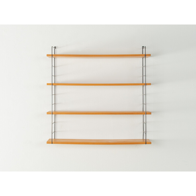 Vintage wall shelf in ashwood veneer and metal, Germany 1960s