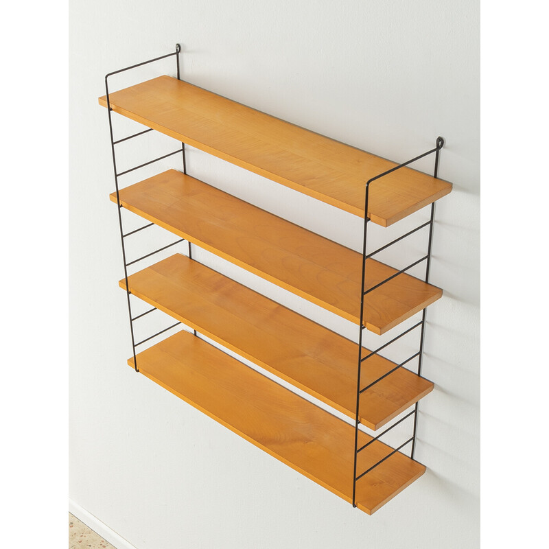 Vintage wall shelf in ashwood veneer and metal, Germany 1960s