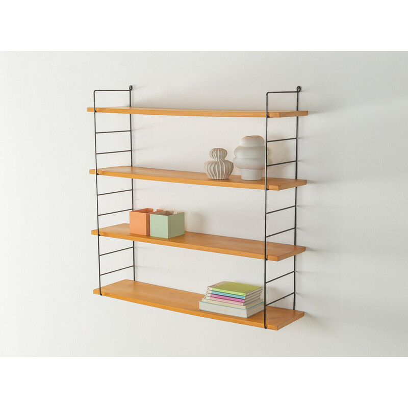 Vintage wall shelf in ashwood veneer and metal, Germany 1960s