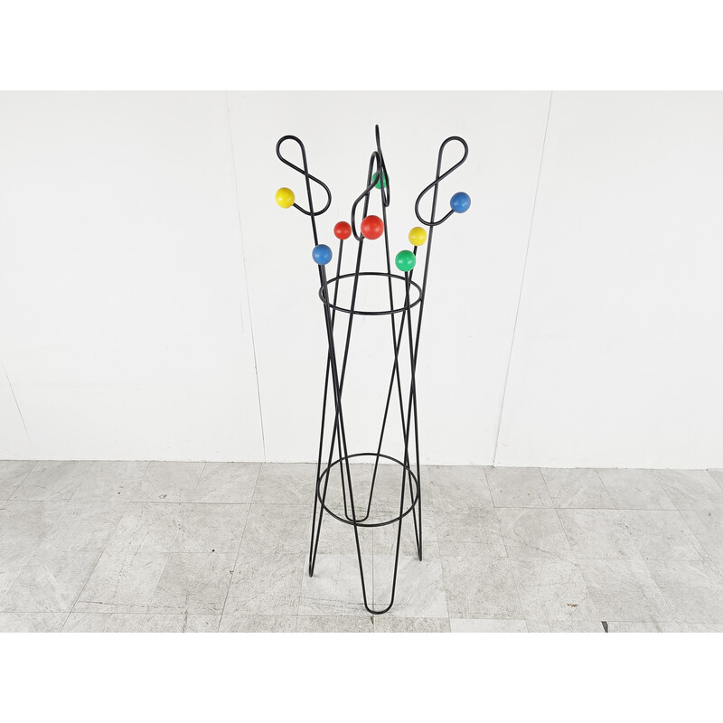 Vintage atomic metal coat rack by Roger Feraud, France 1950