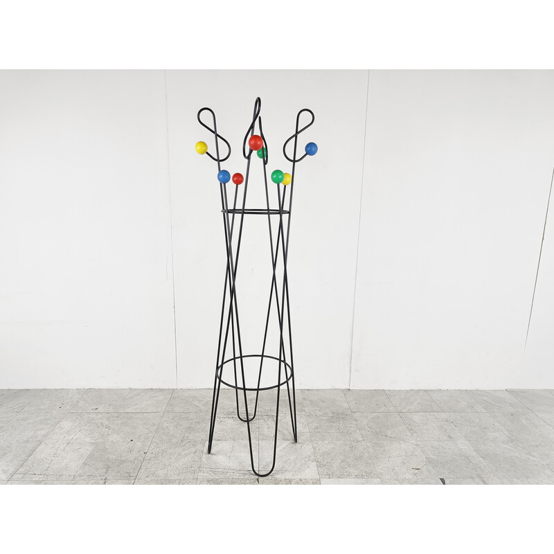 Vintage atomic metal coat rack by Roger Feraud, France 1950