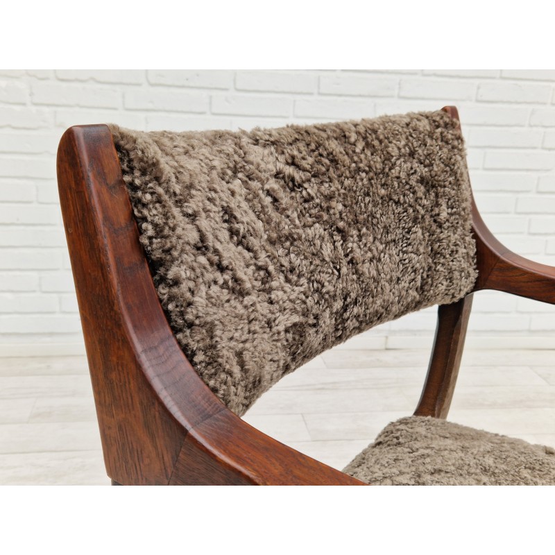 Vintage "Kurul" sheepskin armchair by Henning Kjærnulf, Denmark 1960