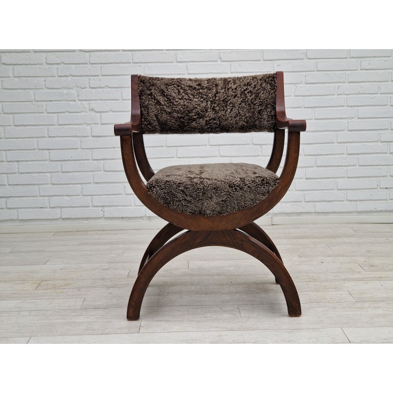 Vintage "Kurul" sheepskin armchair by Henning Kjærnulf, Denmark 1960