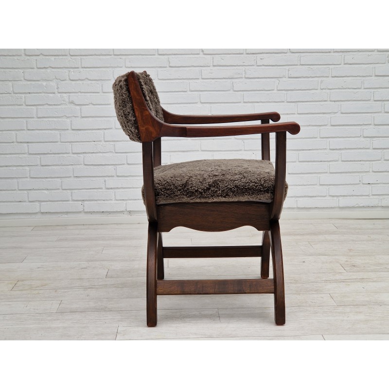 Vintage "Kurul" schapenvacht fauteuil van Henning Kjærnulf, Denemarken 1960