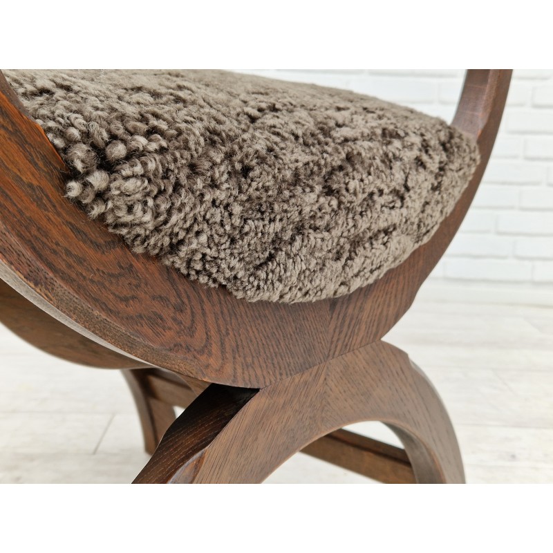 Vintage "Kurul" sheepskin armchair by Henning Kjærnulf, Denmark 1960