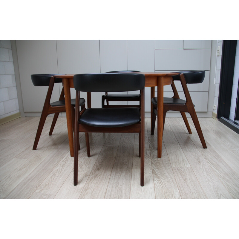 Vintage dining tabel and 4 chairs in teak designed by Kai Kristiansen for Skovmand & Andersen, Denmark - 1950s