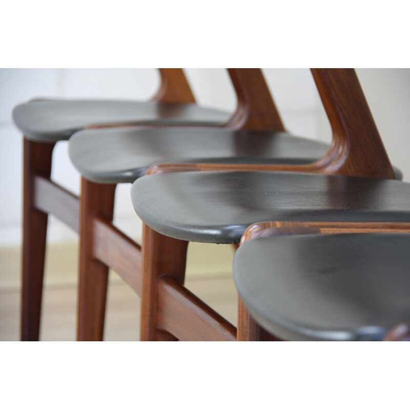 Table de salle à manger et 4 chaises vintage en teck, de Kai Kristiansen pour Skovmand et Andersen, Danemark - 1950