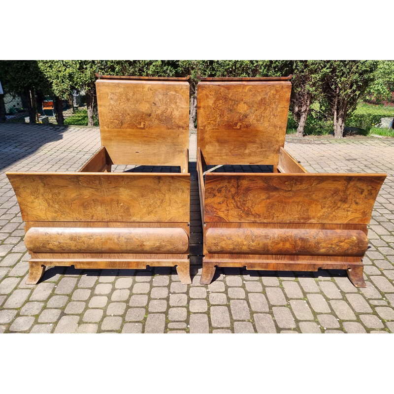 Vintage art deco walnut veneer bedroom set, 1940