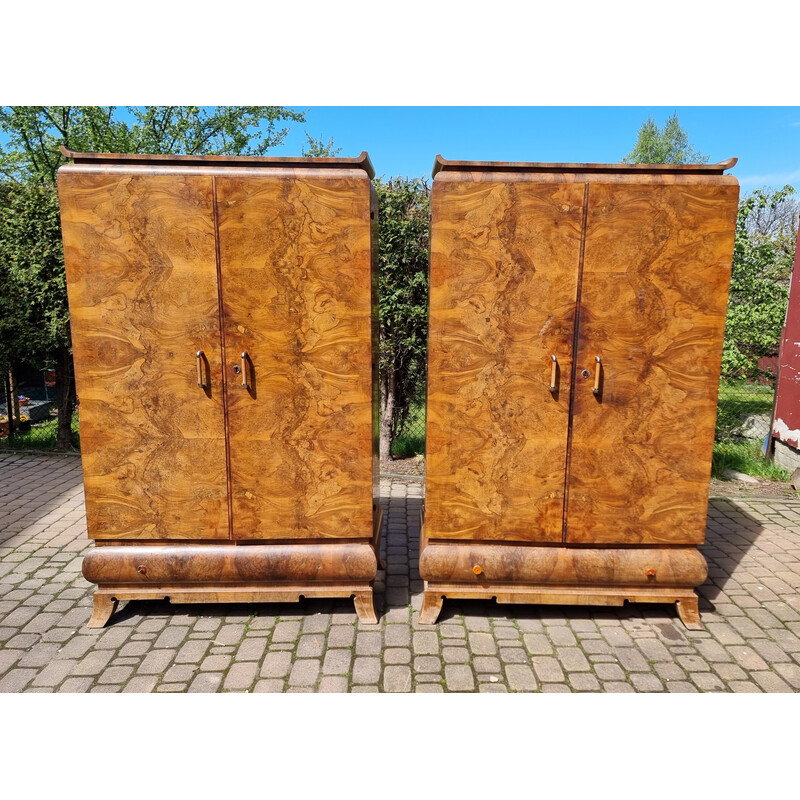 Vintage art deco walnut veneer bedroom set, 1940