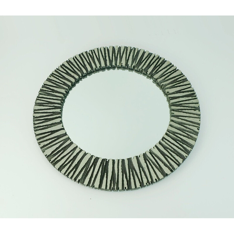 Vintage wall mirror with brutalist aluminum frame by Casper Studioguss, 1970