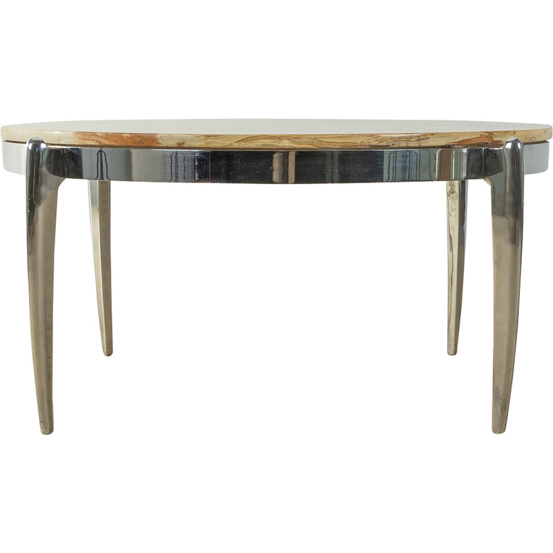 table vintage en acier - plateau marbre
