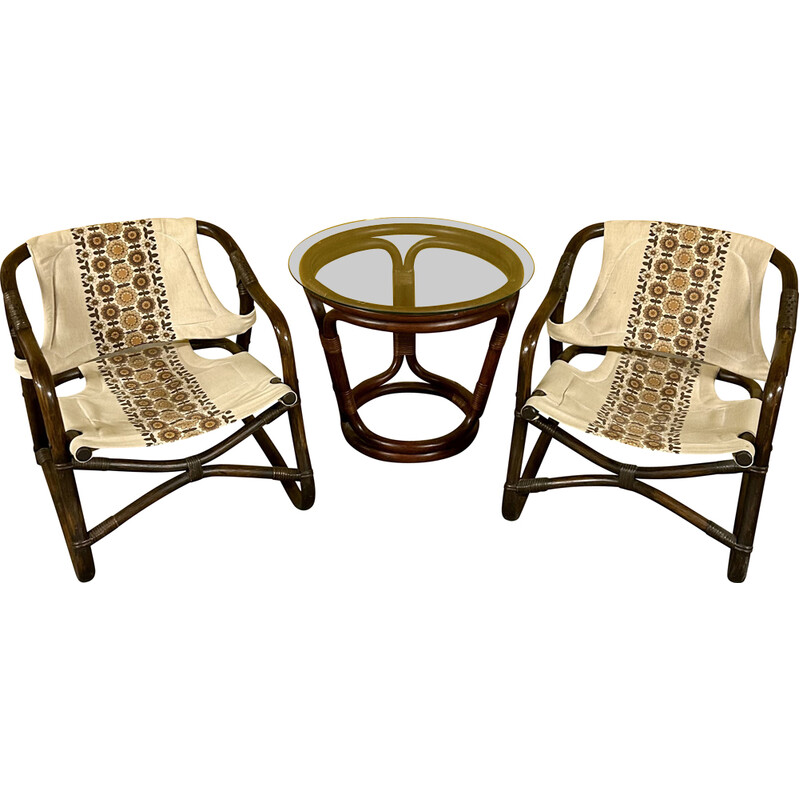 Vintage bamboo living room set by Horsnaes Mobler, 1970