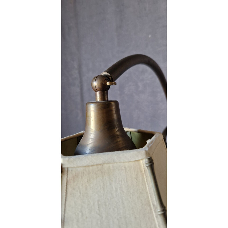 Vintage messing vloerlamp met bronzen patina
