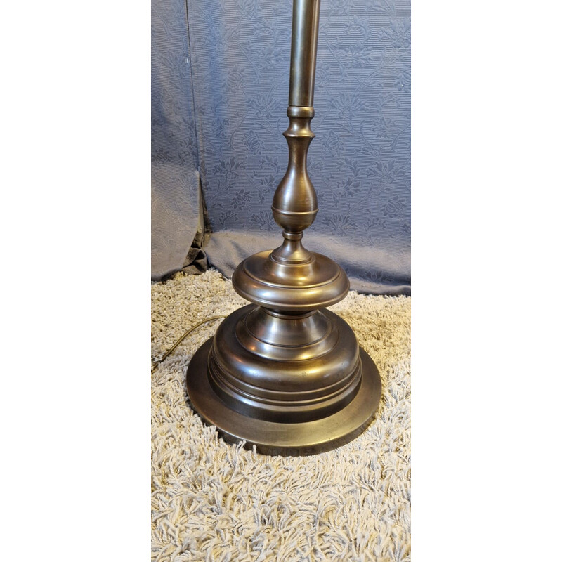 Lampada da terra in ottone vintage con patina di bronzo
