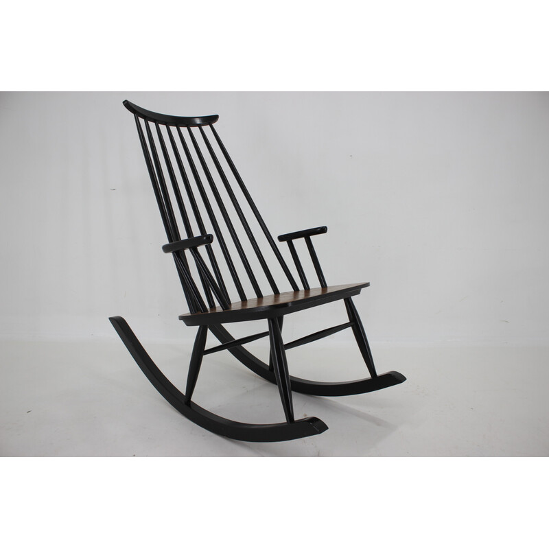 Vintage beechwood rocking chair by Varjosen Puunjalostus, Finland 1960s