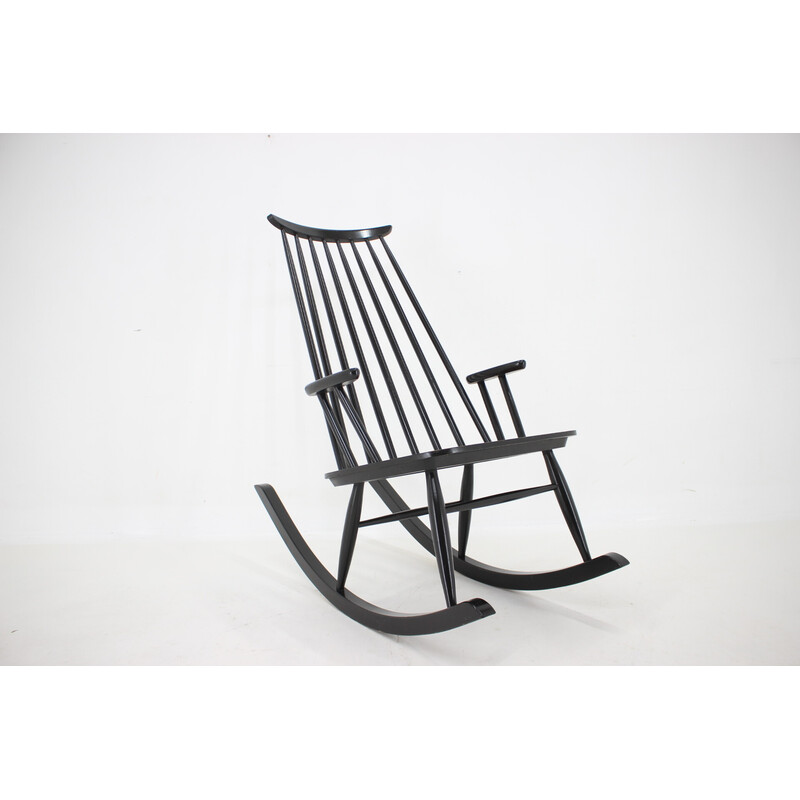 Vintage beechwood rocking chair by Varjosen Puunjalostus, Finland 1960s