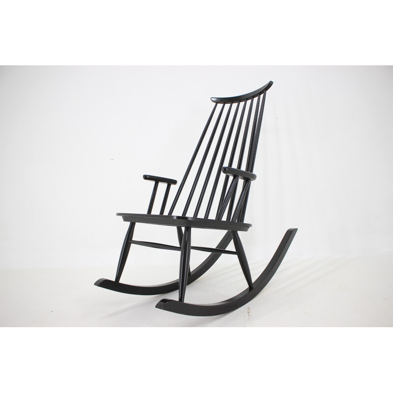 Vintage beechwood rocking chair by Varjosen Puunjalostus, Finland 1960s