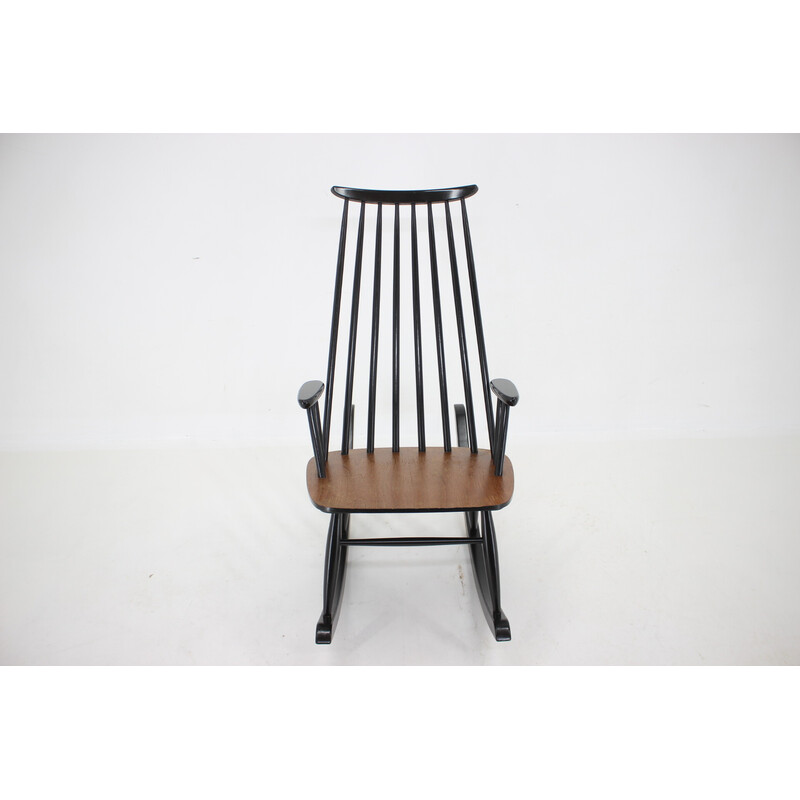 Vintage beechwood rocking chair by Varjosen Puunjalostus, Finland 1960s