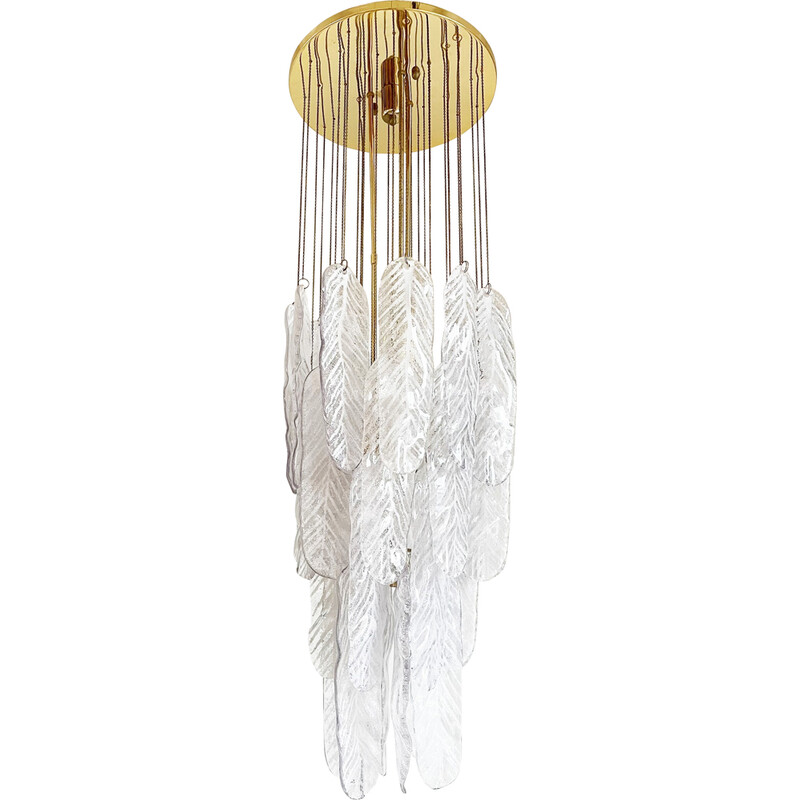 Lámpara vintage de cristal de Murano en forma de hoja de Mazzega, 1970
