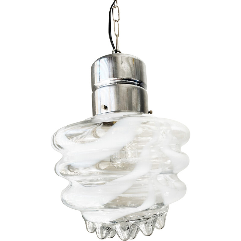 Vintage glass pendant lamp by Av Mazzega, Italy 1960