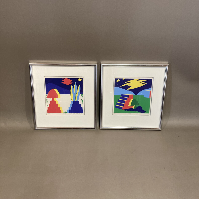 Pair of vintage lithographs "Bent Karl Jakobsen", 1989