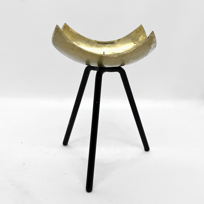 Vintage brass space age candlestick, Belgium 1970s