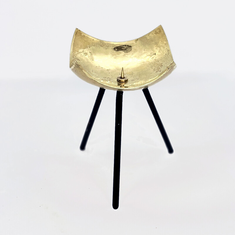 Vintage brass space age candlestick, Belgium 1970s