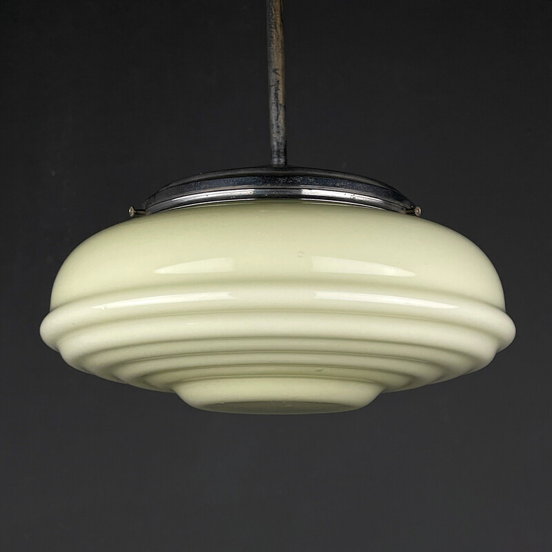 Vintage green glass pendant lamp, Italy 1950s