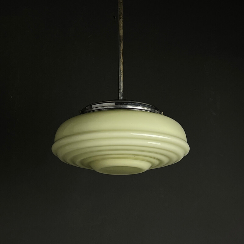 Vintage green glass pendant lamp, Italy 1950s