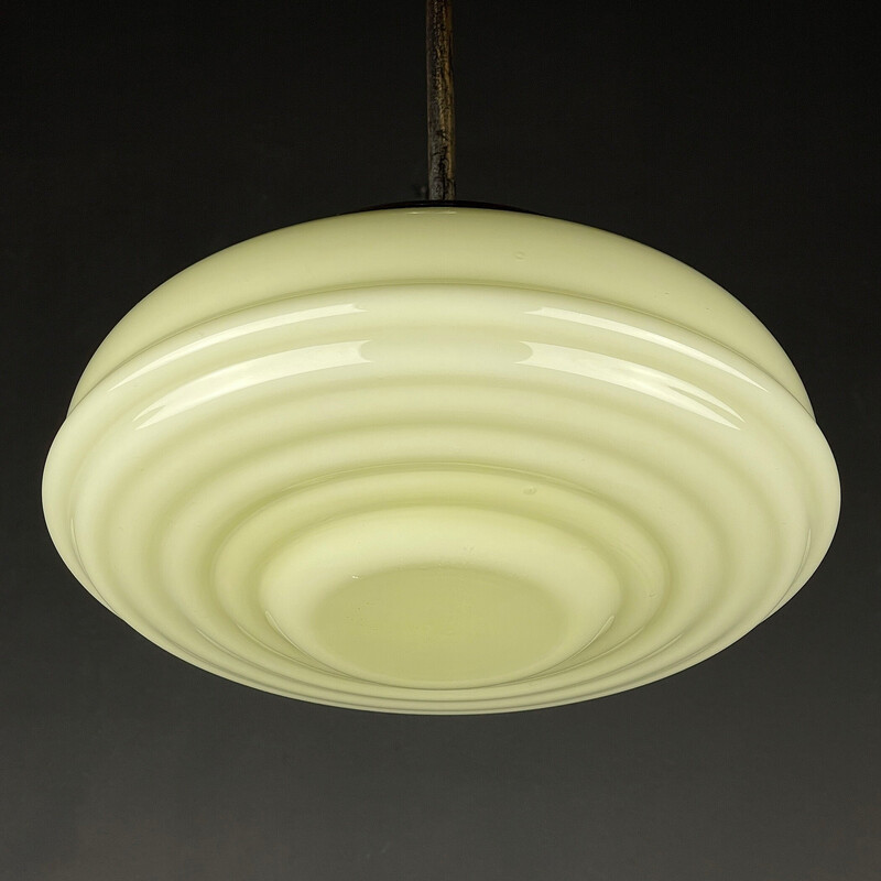 Vintage green glass pendant lamp, Italy 1950s