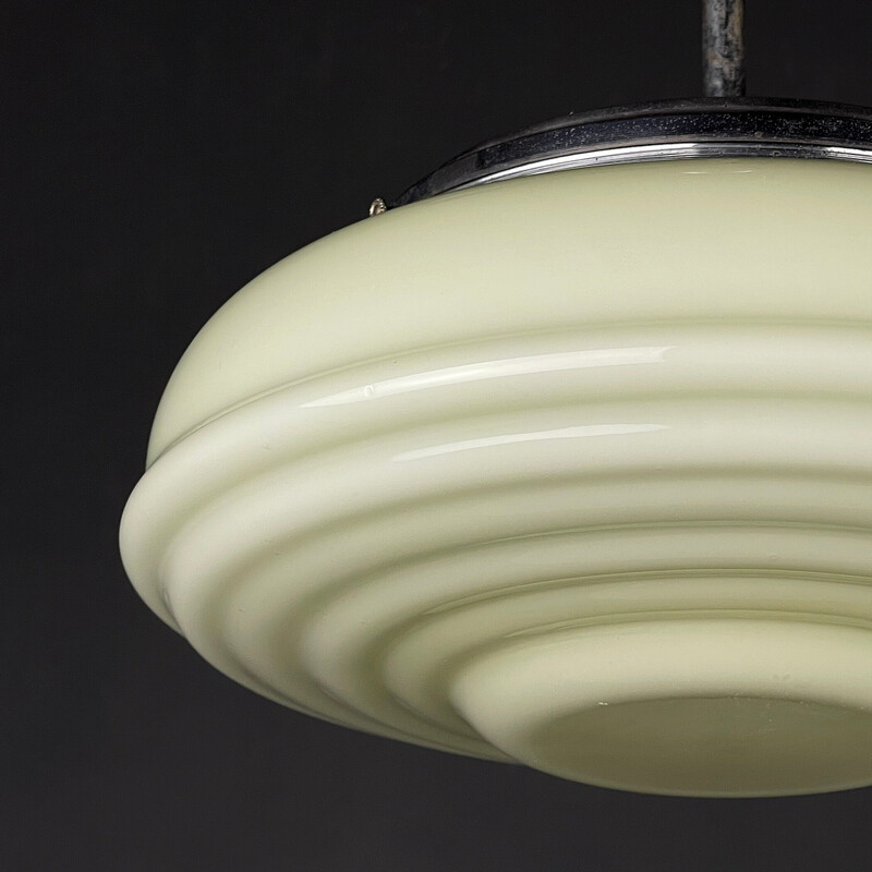 Vintage green glass pendant lamp, Italy 1950s