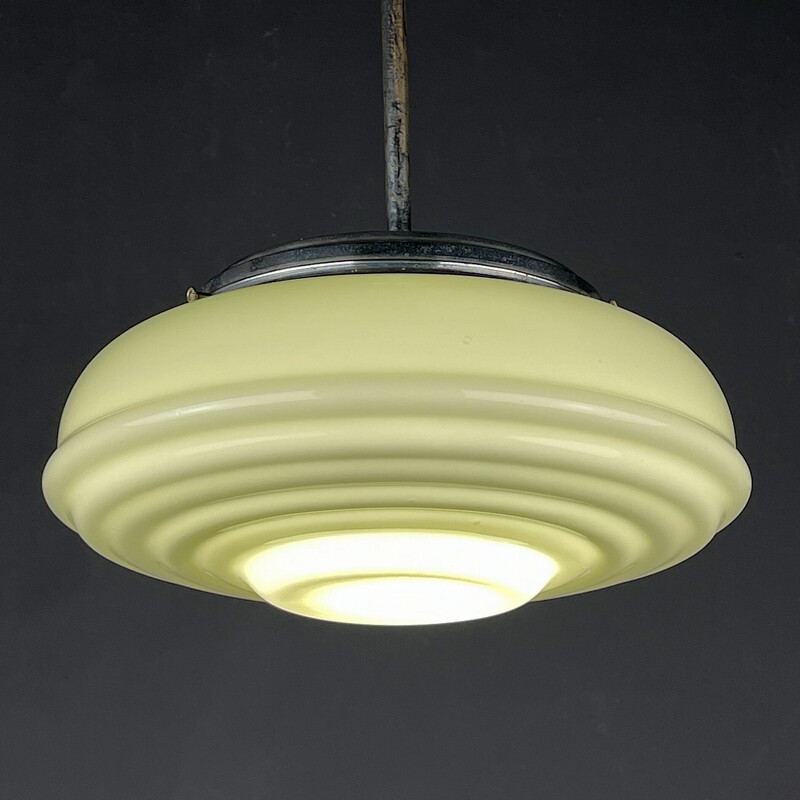 Vintage green glass pendant lamp, Italy 1950s