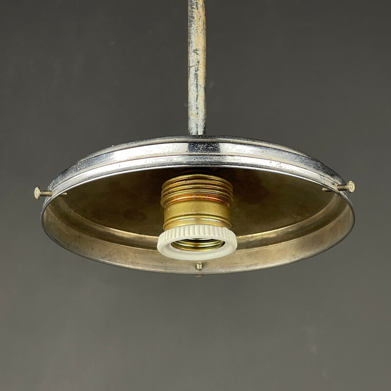 Vintage groen glazen hanglamp, Italië 1950