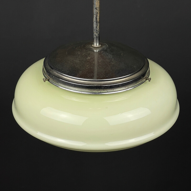 Vintage green glass pendant lamp, Italy 1950s