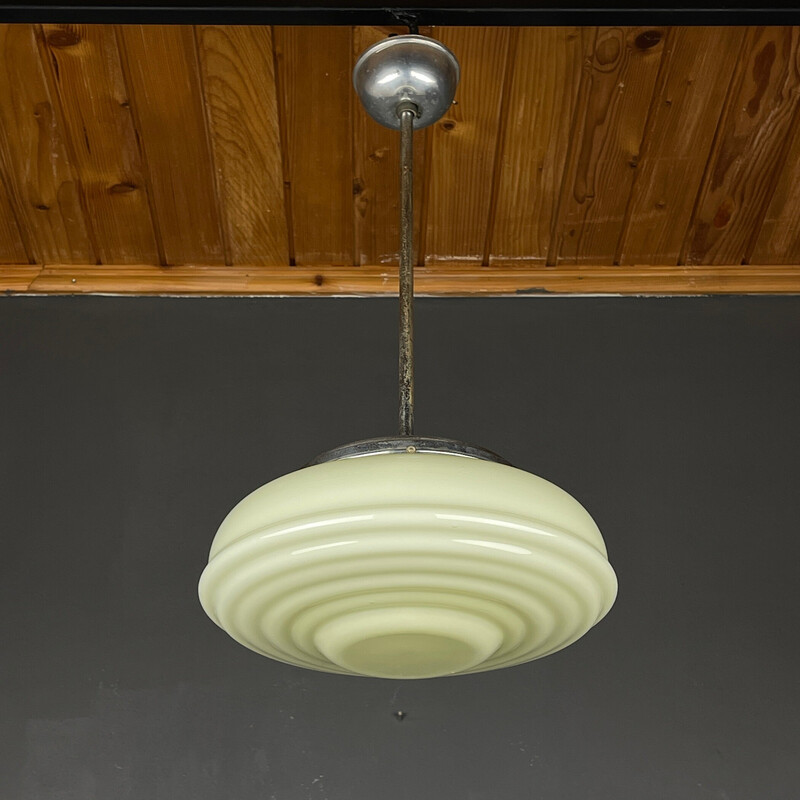 Vintage green glass pendant lamp, Italy 1950s