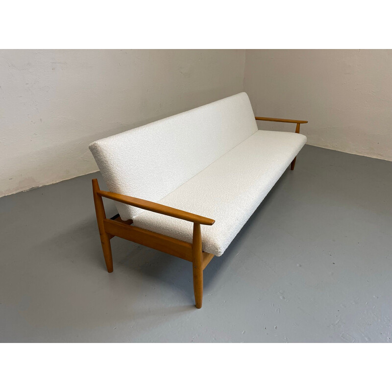 Mid century extendable sofa in boucle fabric, Czechoslovakia 1970s