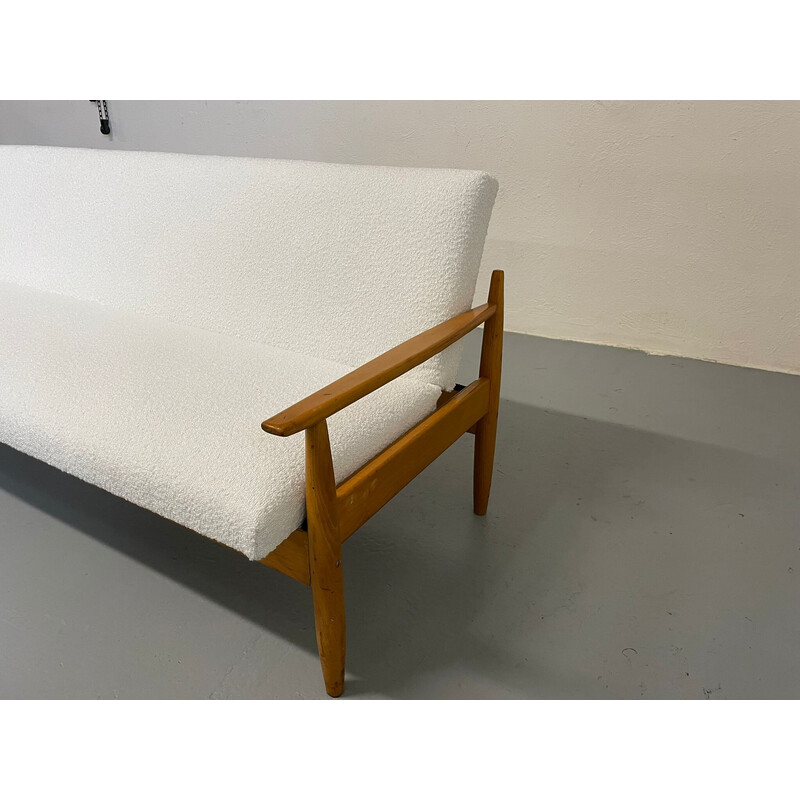Mid century extendable sofa in boucle fabric, Czechoslovakia 1970s