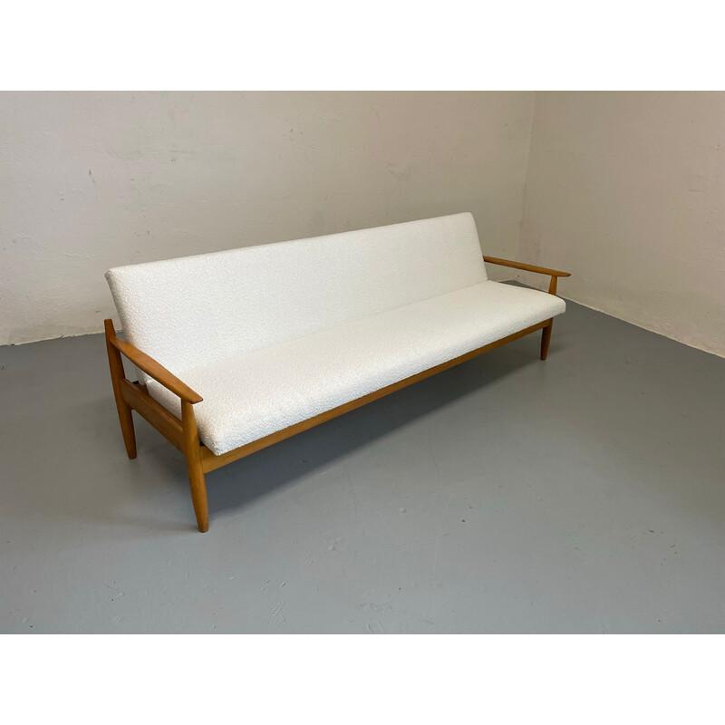 Mid century extendable sofa in boucle fabric, Czechoslovakia 1970s