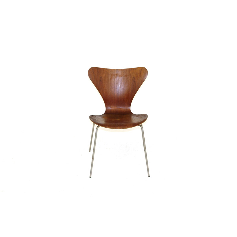 Lot de 4 chaises vintage "modèle 7" par Arne Jacobsen, Danemark 1950