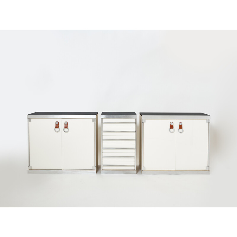 Set of 3 vintage cabinets by Guido Faleschini for Hermès, 1970