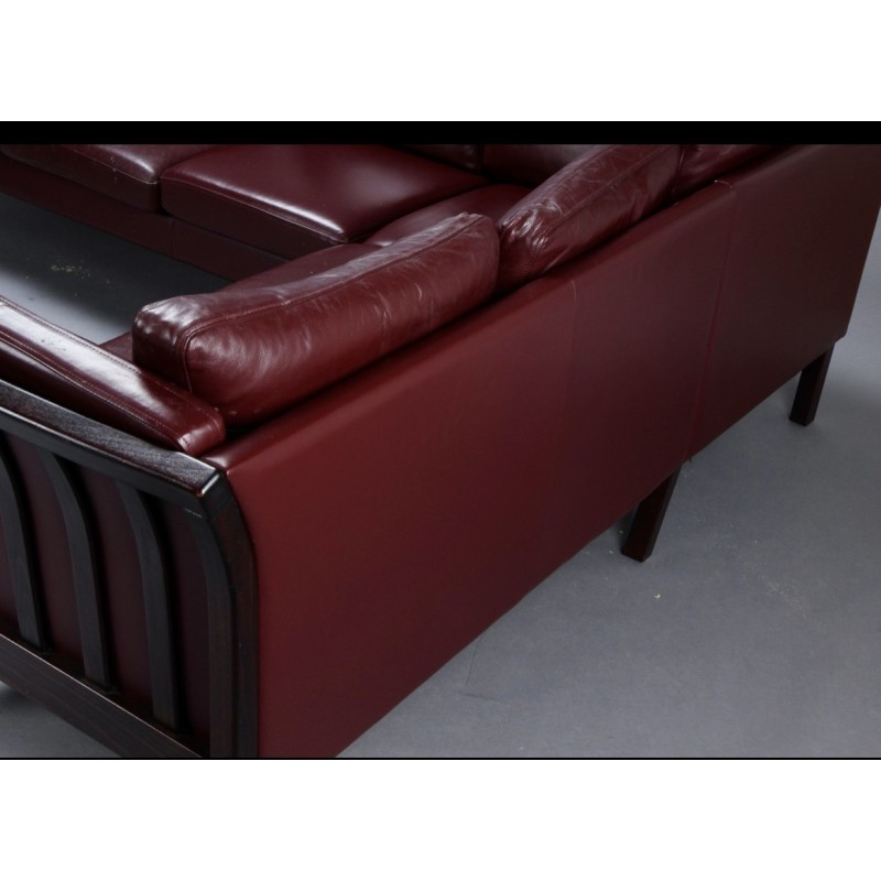 Danish vintage model New York leather corner sofa by Hurup Mobelfabrik, 1970s