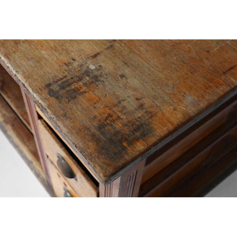 Mid century French worktable in pine wood, 1920s