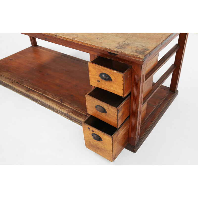 Mid century French worktable in pine wood, 1920s