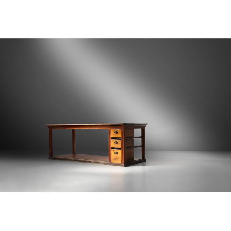 Mid century French worktable in pine wood, 1920s