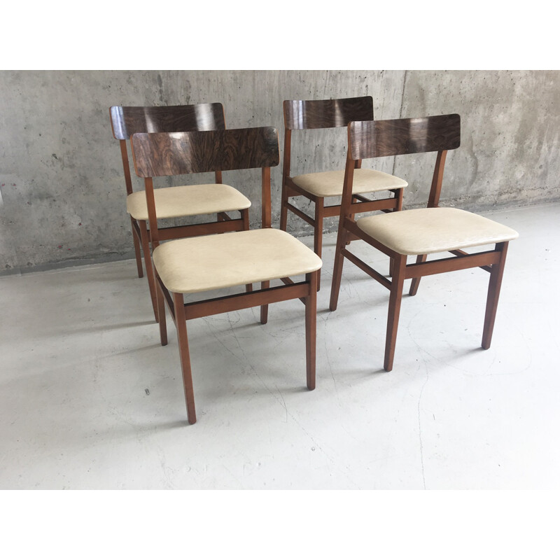 Ensemble de 4 chaises à repas en teck - 1970