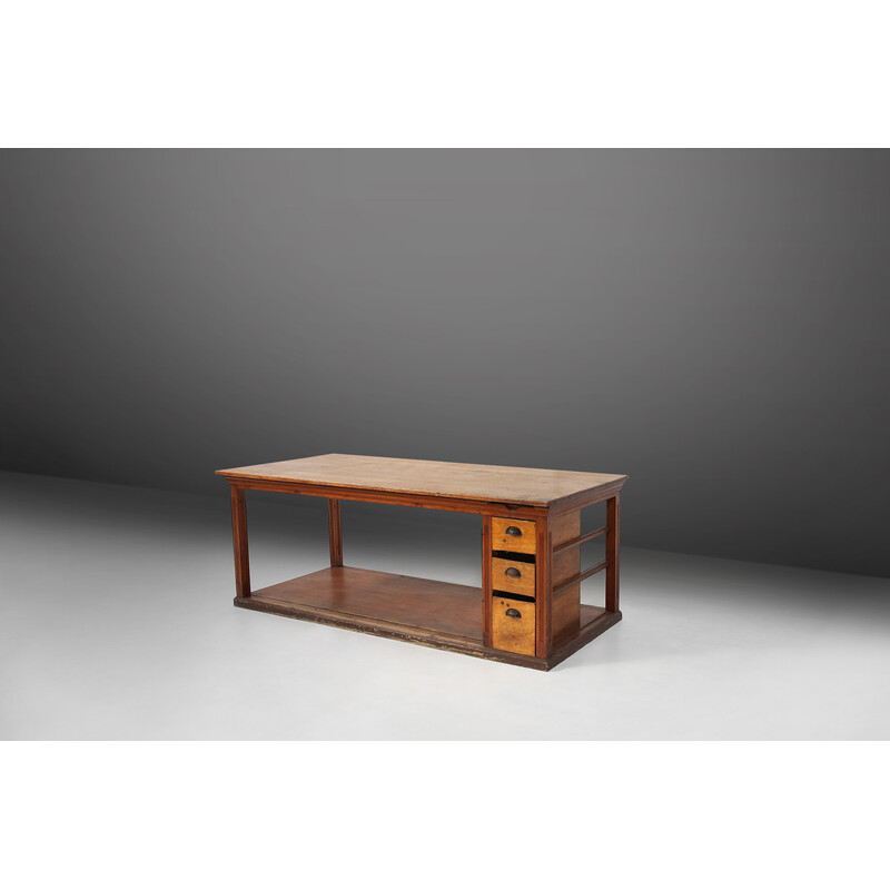 Mid century French worktable in pine wood, 1920s