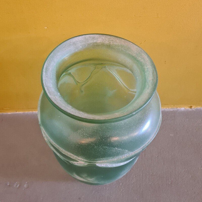 Jarrón de cristal italiano vintage Murano Seguso Scavo, años 70