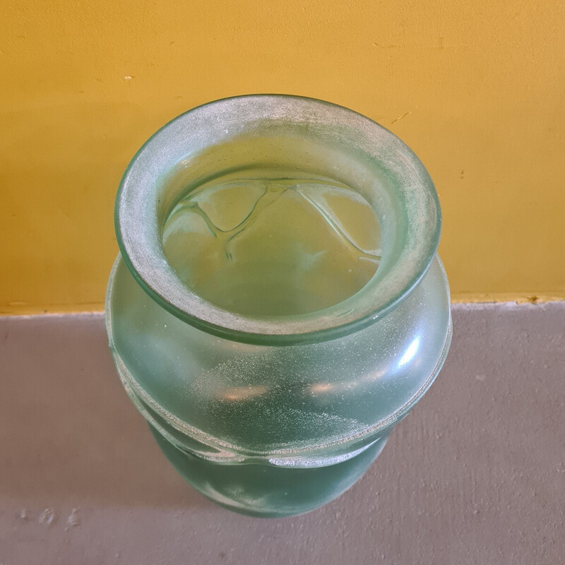 Vintage Italian Murano Seguso Scavo glass vase, 1970s