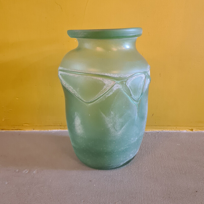 Vaso de vidro Murano Seguso Scavo italiano vintage, década de 1970